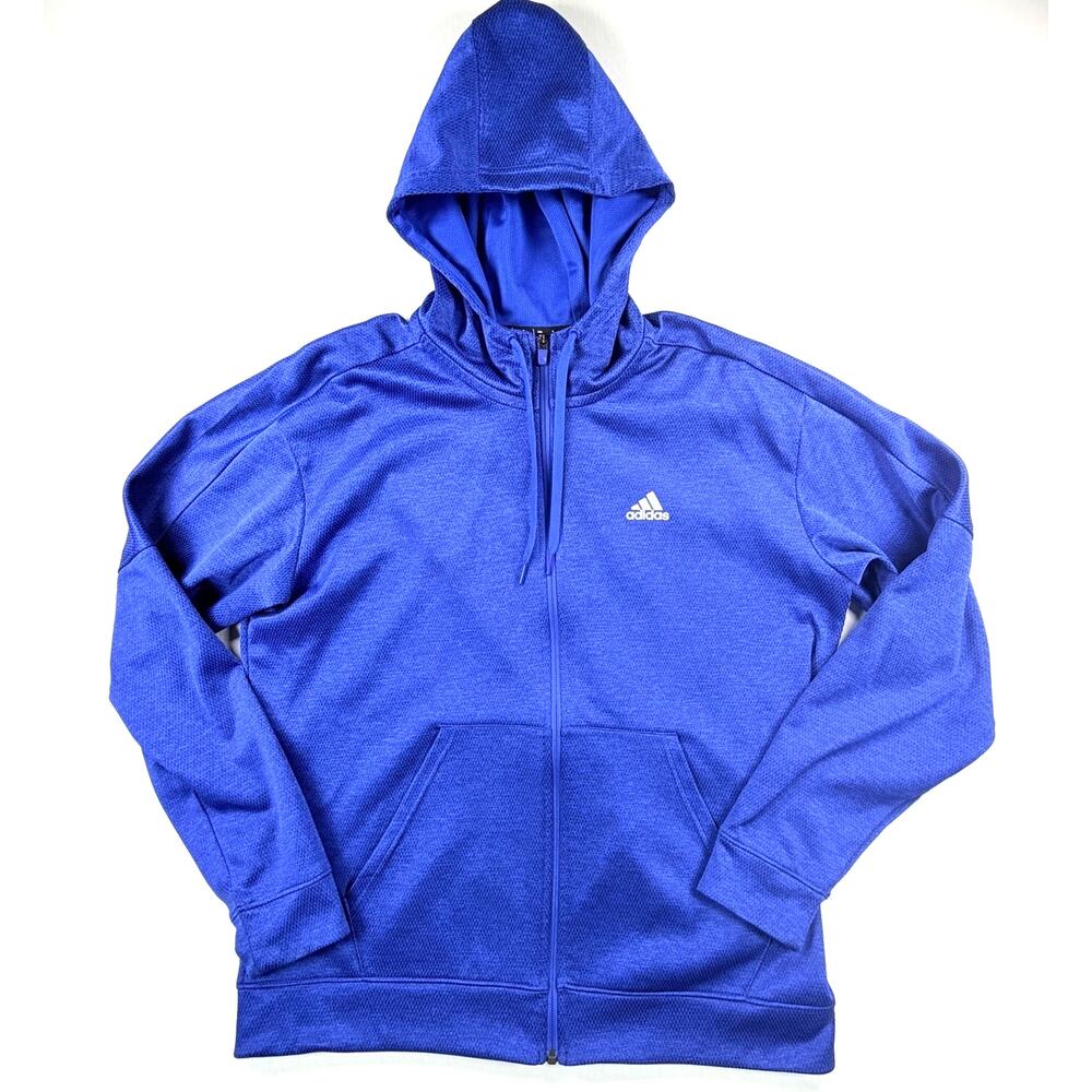 Adidas Climawarm Men’s Blue Full Zip Hoodie Loose Fit Jacket Size XL